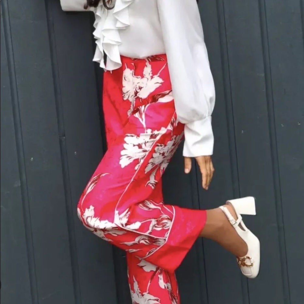 Zara Printed Cropped Trousers Pants w/ Pockets Size S NEW